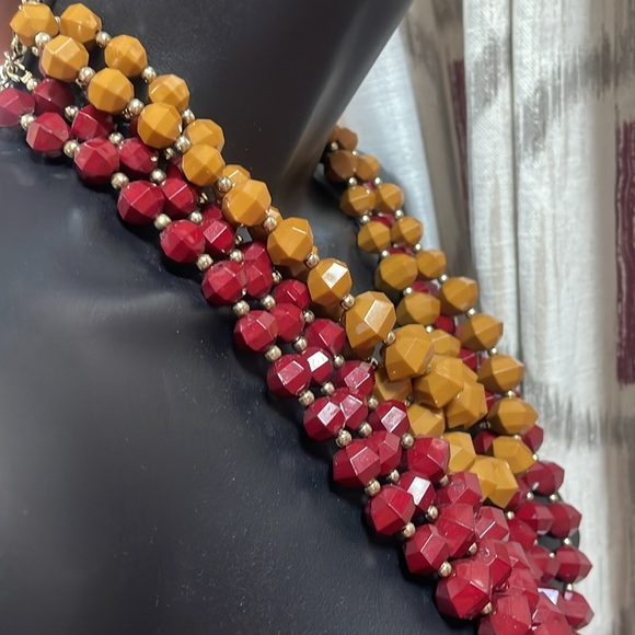 Alma-Mater Collection -Garnet & Gold Statement Jewelry Set necklace & earrings - Picture 9 of 14